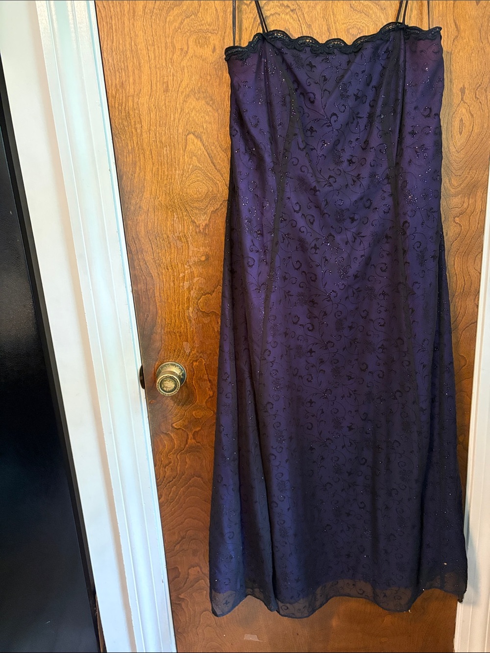 Betsy & Adam Deep Purple Strapless Evening Gown